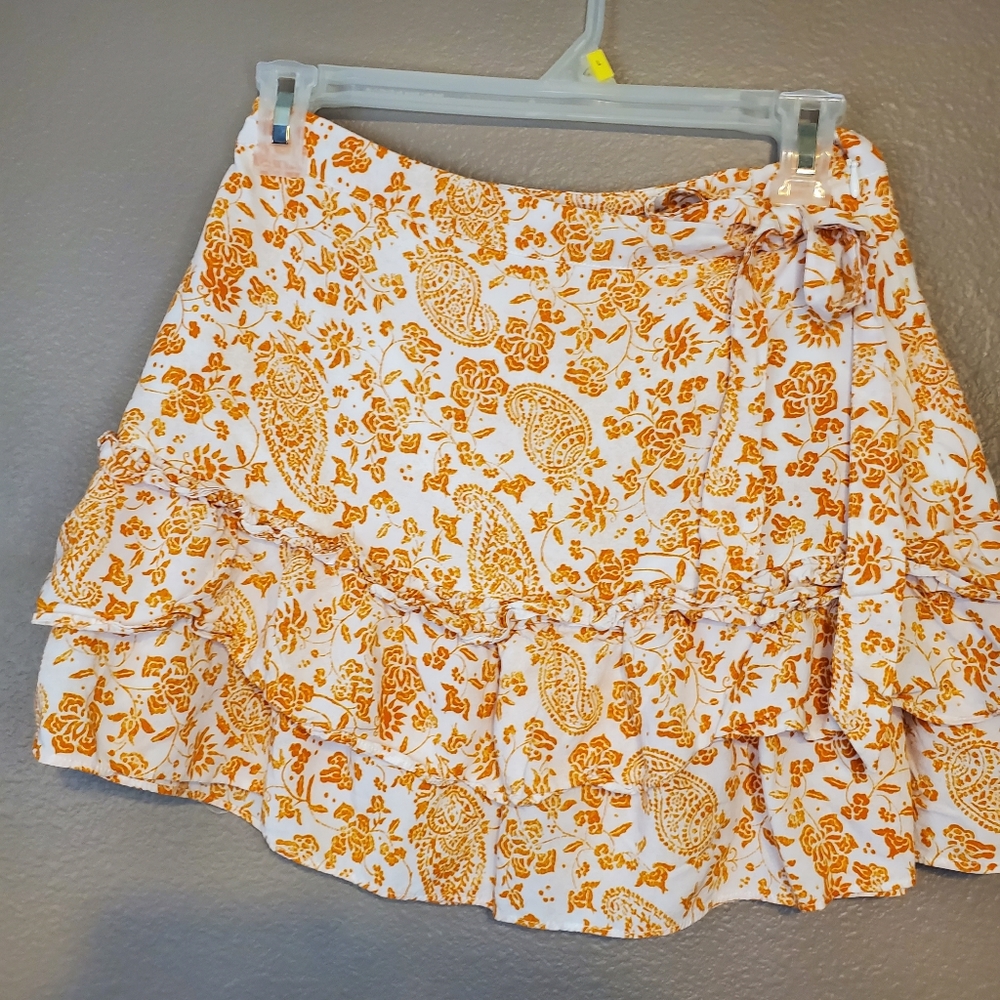 Forever 21 Paisley Ruffle Skirt Sz S
